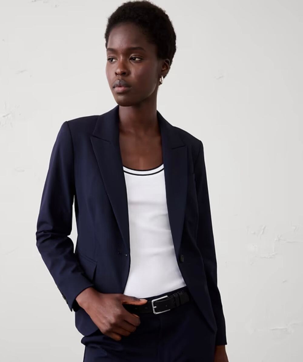 Banana Republic Classic Sculpted Stretch Blazer Womens 0 Navy NWT